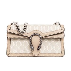 NEW Gucci Dionysus Monogram Small Shoulder Bag - Beige/White Canvas & Leather